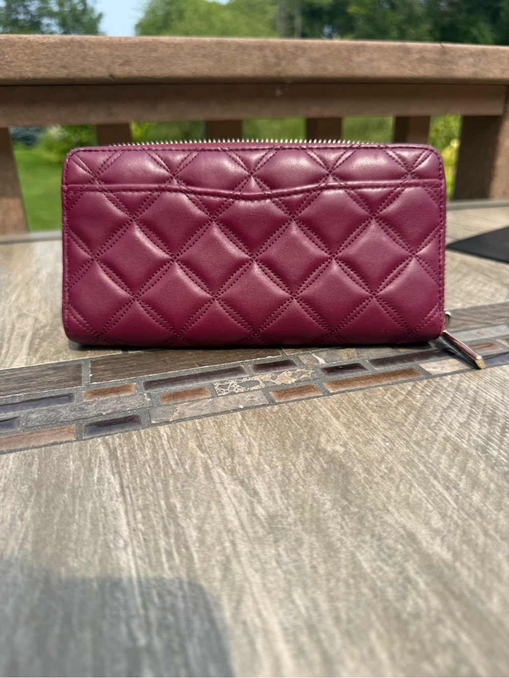 EUC Kate Spade Natalia Large Continental Quilted Leather Plum Large Wallet - Picture 3 of 15
